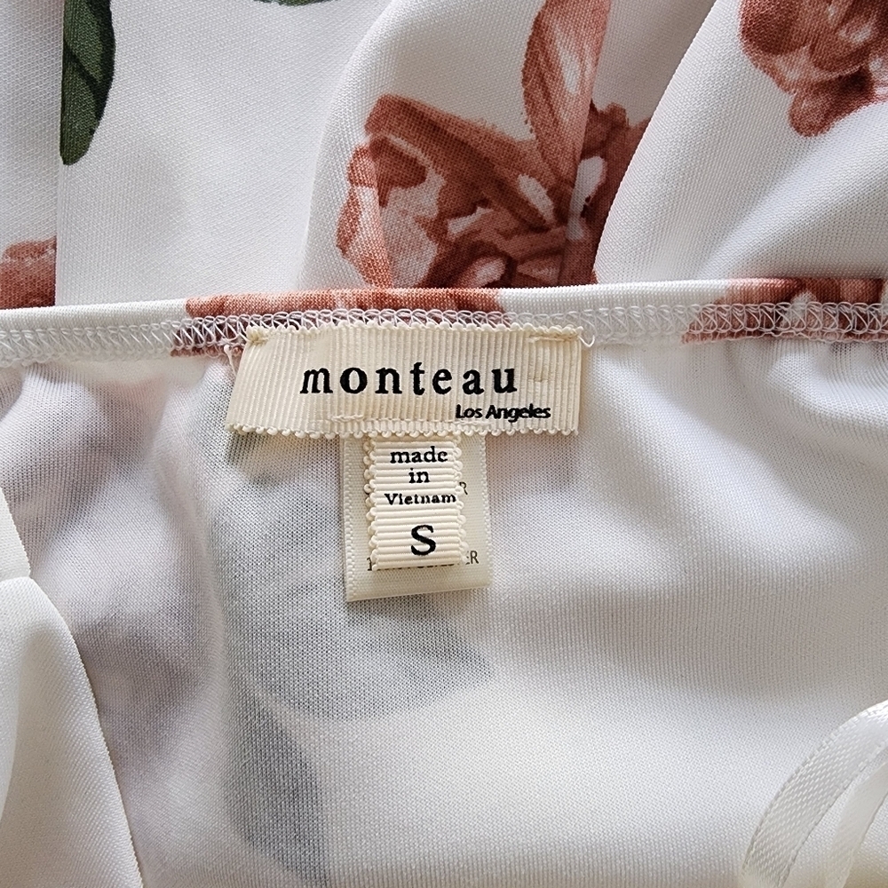 Monteau Dress Womens Small White Floral Fit & Flare Mini - Picture 3 of 4
